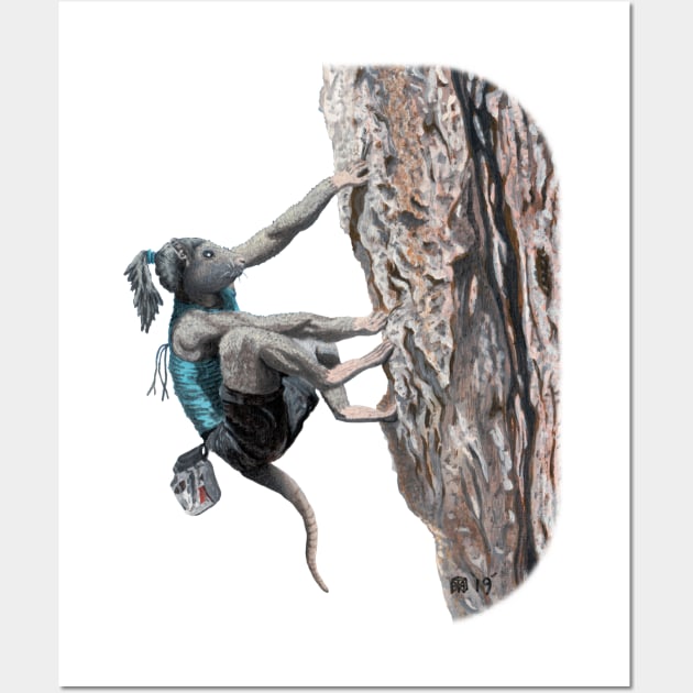 Extreme Sport Woman Climber Free Climbing Wall Art by Helms Art Creations